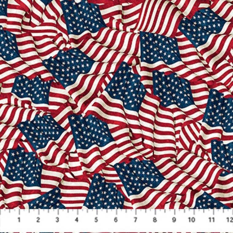 Waving Flags Navy Multi - Stars & Stripes 13