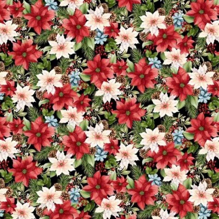 Black Poinsettia Toss 8 Inch repeat
