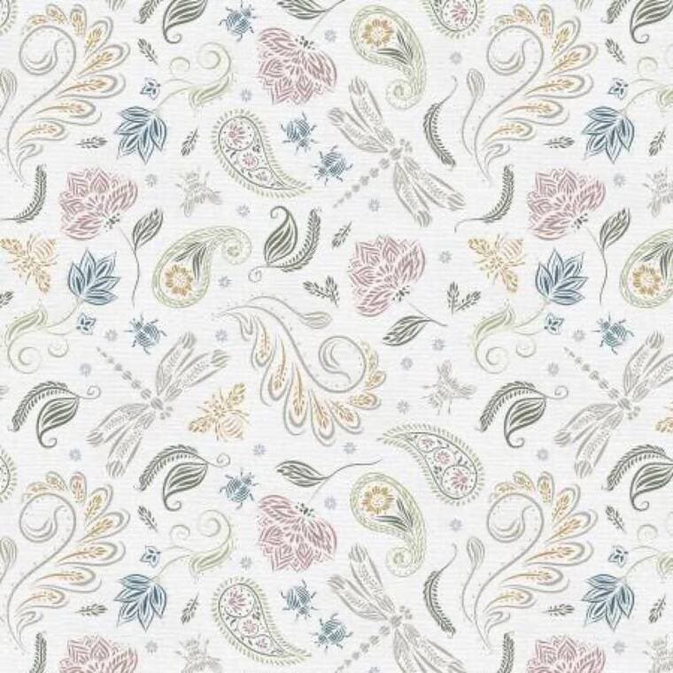 Doodle Bugs Rayon White Multi