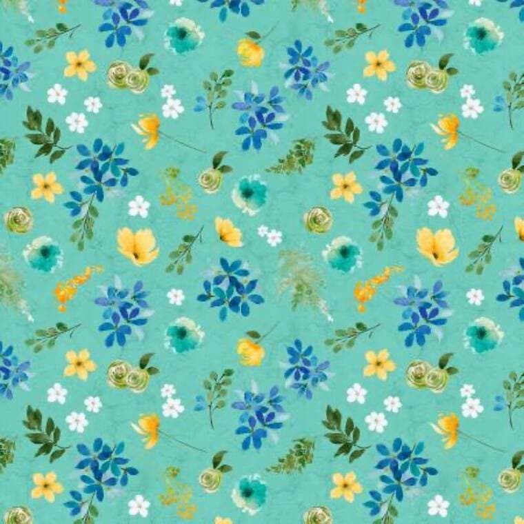 Teal Large Floral - Sunlit Serenade