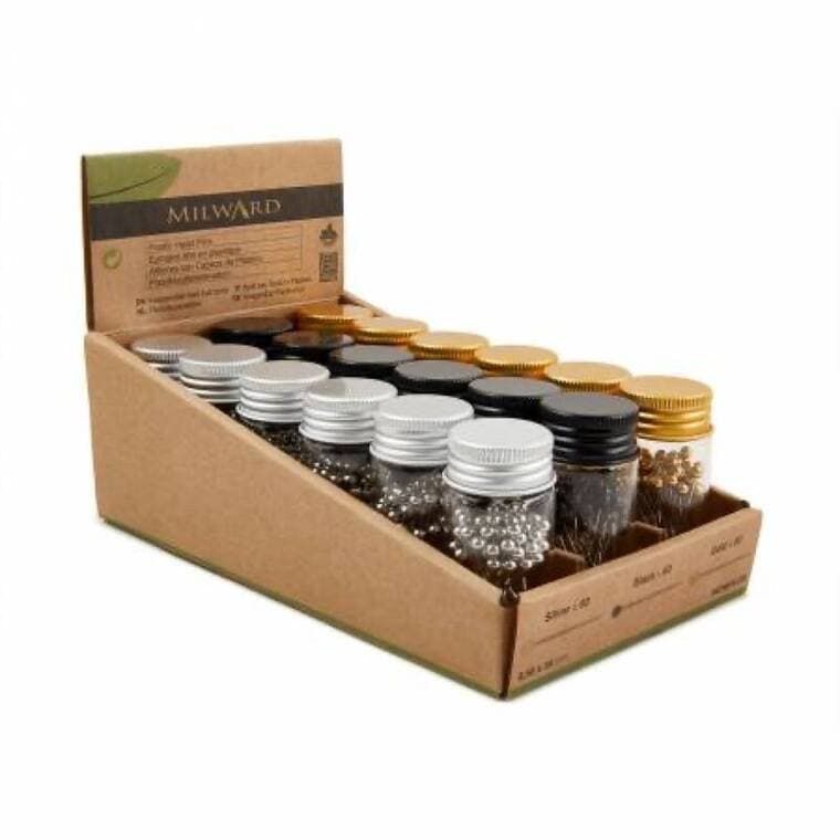 Plastic Head Pins Glass Jar