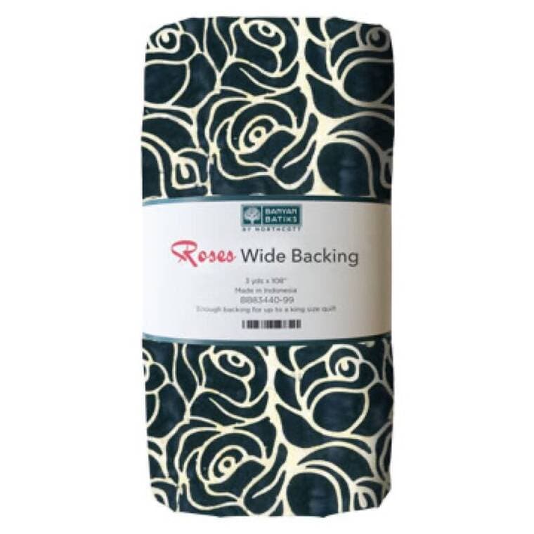 Large Roses Cream On Black - Wide Back 3 Yrd
