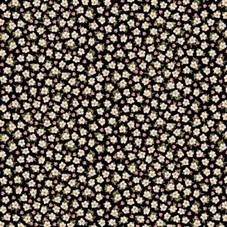 Black Tossed Small Flowers