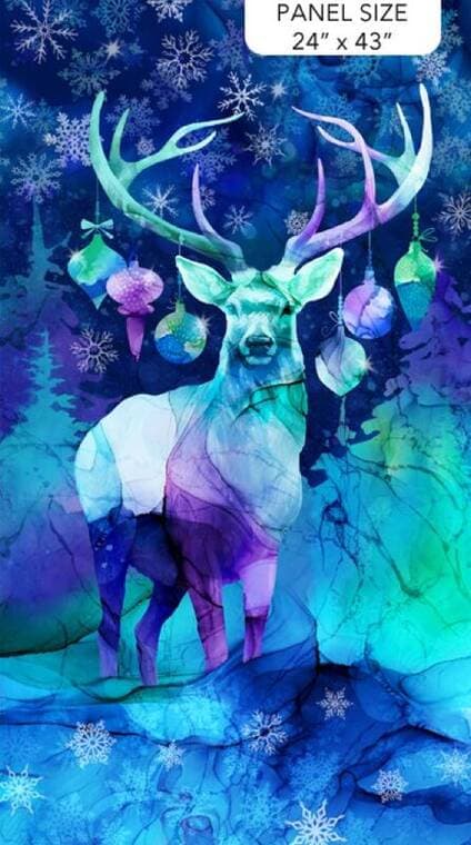 Panel Dk Blue Deer Ornaments