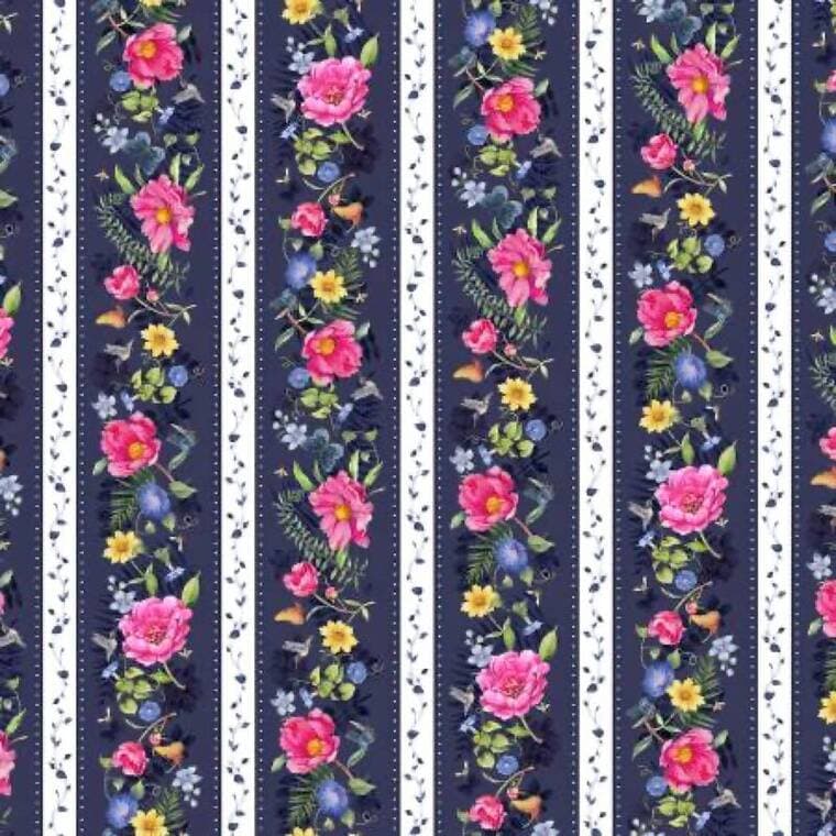 Flowing Floral Border Stripe