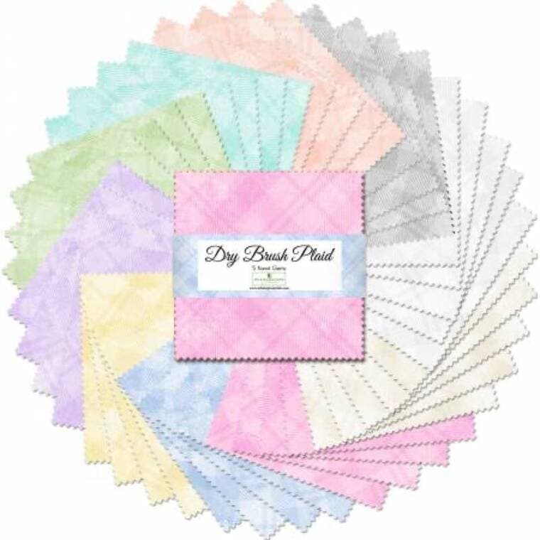 5in Squares, Dry Brush Plaids, 42pcs